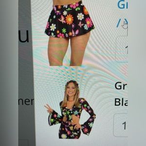 Daisy floral rave set—black multicolor flowers IHeartRaves EDC Okee